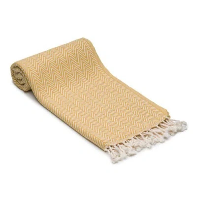 Oliviera Home Herringbone Turkish Cotton Bath Towel In Yellow