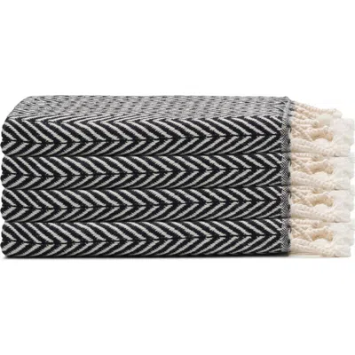 Oliviera Home Herringbone Turkish Cotton Hand Towel Bundle In Black
