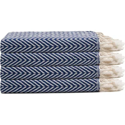 Oliviera Home Herringbone Turkish Cotton Hand Towel Bundle In Blue