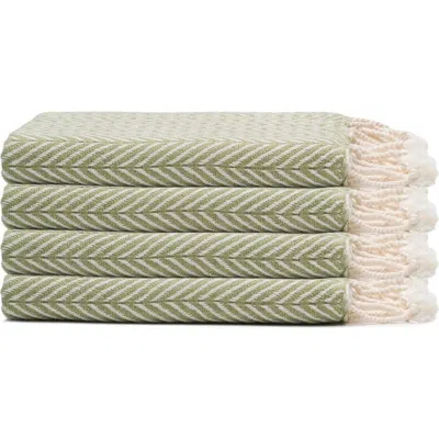 Oliviera Home Herringbone Turkish Cotton Hand Towel Bundle In Green