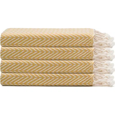 Oliviera Home Herringbone Turkish Cotton Hand Towel Bundle In Yellow
