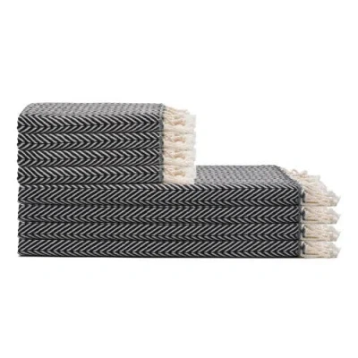 Oliviera Home Herringbone Turkish Cotton Towel Bundle In Black