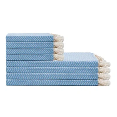 Oliviera Home Herringbone Turkish Cotton Towel Bundle In Blue