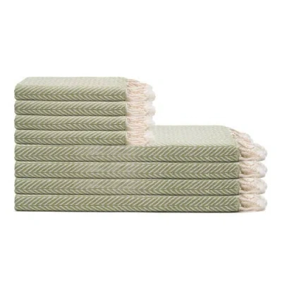 Oliviera Home Herringbone Turkish Cotton Towel Bundle In Green