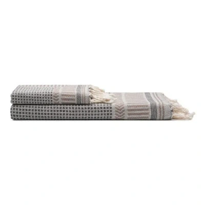 Oliviera Home Kilim Turkish Cotton Bath And Hand Towel In Black