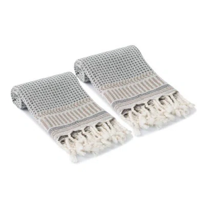 Oliviera Home Kilim Turkish Cotton Hand Towels In Black