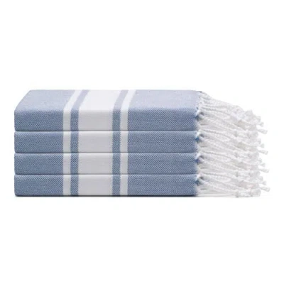Oliviera Home Mono Stripe Turkish Cotton Hand & Kitchen Towel Bundle In Blue