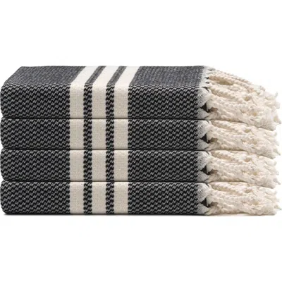 Oliviera Home Newport Turkish Cotton Hand & Kitchen Towel Bundle In Black