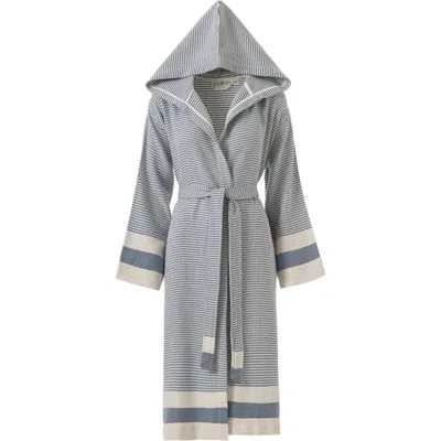 Oliviera Home Pixel Turkish Cotton Towel Robe In Blue