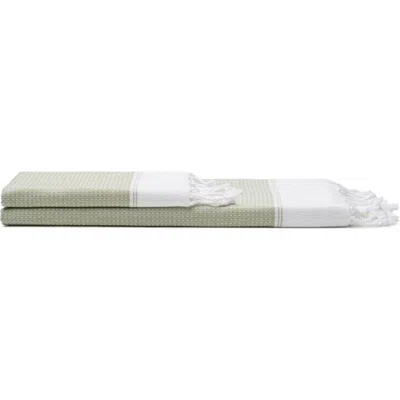 Oliviera Home Pria Turkish Cotton Bath And Hand Towel In Green