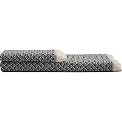 Oliviera Home Serenity Grid Turkish Cotton Bath And Hand Towel In Black