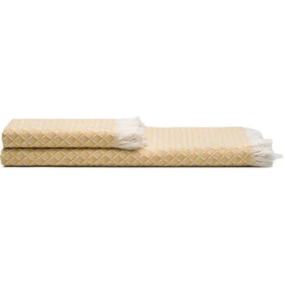Oliviera Home Serenity Grid Turkish Cotton Bath And Hand Towel In Yellow