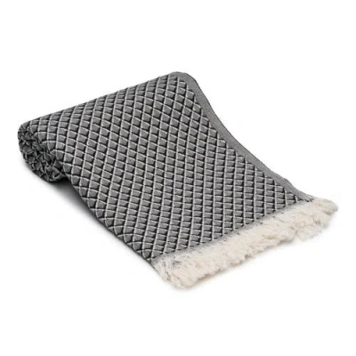 Oliviera Home Serenity Grid Turkish Cotton Bath Towel In Black