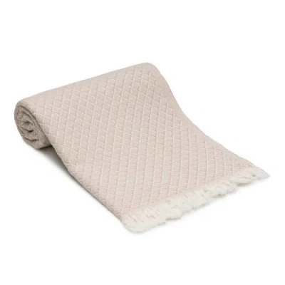 Oliviera Home Serenity Grid Turkish Cotton Bath Towel In Neutral