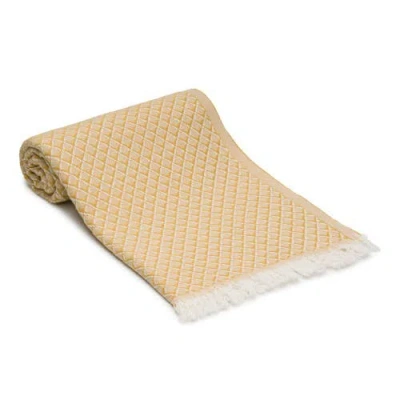 Oliviera Home Serenity Grid Turkish Cotton Bath Towel In Yellow
