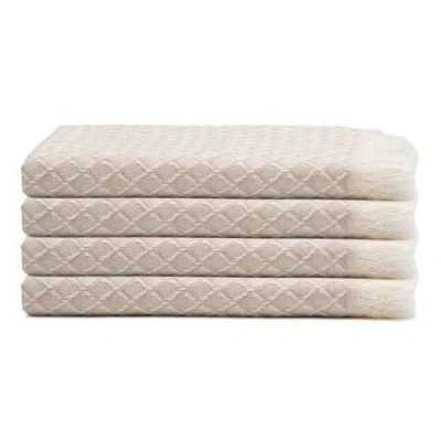 Oliviera Home Serenity Grid Turkish Cotton Hand Towel Bundle In Brown