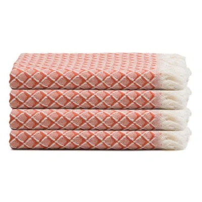 Oliviera Home Serenity Grid Turkish Cotton Hand Towel Bundle In Brown