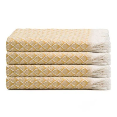 Oliviera Home Serenity Grid Turkish Cotton Hand Towel Bundle In Brown