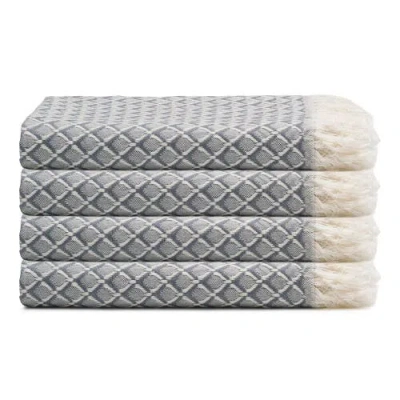 Oliviera Home Serenity Grid Turkish Cotton Hand Towel Bundle In Gray