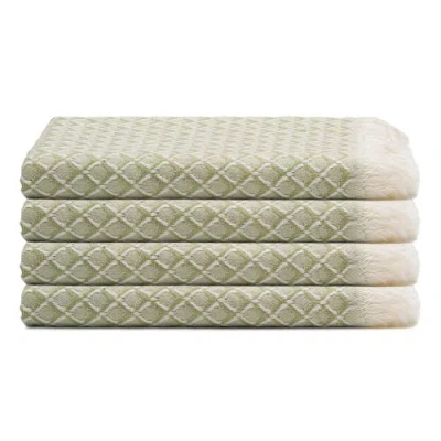 Oliviera Home Serenity Grid Turkish Cotton Hand Towel Bundle In Green