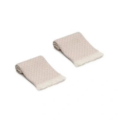 Oliviera Home Serenity Grid Turkish Cotton Hand Towels In Neutral