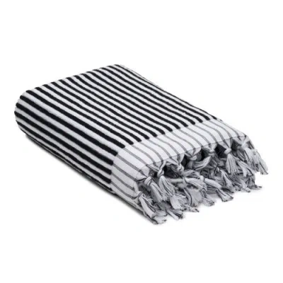 Oliviera Home Stripes Turkish Cotton Terry Bath Towel In Black