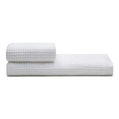 Oliviera Home Waffle Turkish Cotton Bath And Hand Towel In White