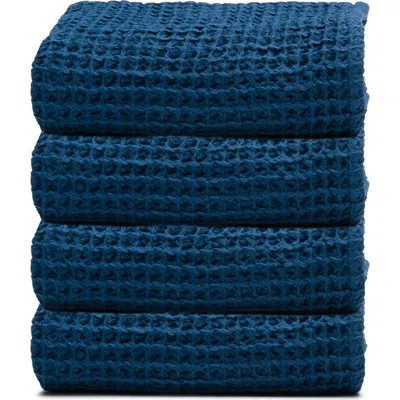 Oliviera Home Waffle Turkish Cotton Hand Towel Bundle In Blue