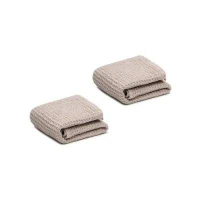 Oliviera Home Waffle Turkish Cotton Hand Towels In Brown