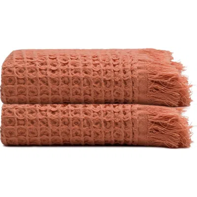 Oliviera Home Waffle Turkish Cotton Kitchen & Guest Towel In Brown