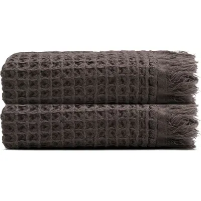 Oliviera Home Waffle Turkish Cotton Kitchen & Guest Towel In Brown