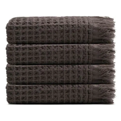 Oliviera Home Waffle Turkish Cotton Kitchen & Guest Towel In Brown