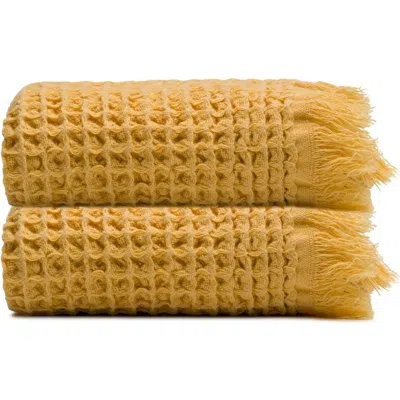 Oliviera Home Waffle Turkish Cotton Kitchen & Guest Towel In Yellow