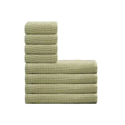 Oliviera Home Waffle Turkish Cotton Towel Bundle In Green