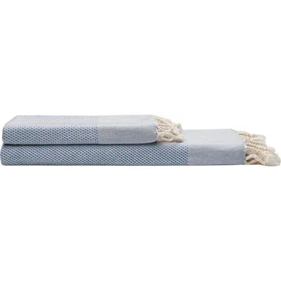 Oliviera Home Whisper Weight Turkish Cotton Bath And Hand Towel In Blue