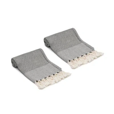 Oliviera Home Whisper Weight Turkish Cotton Hand Towels In Black