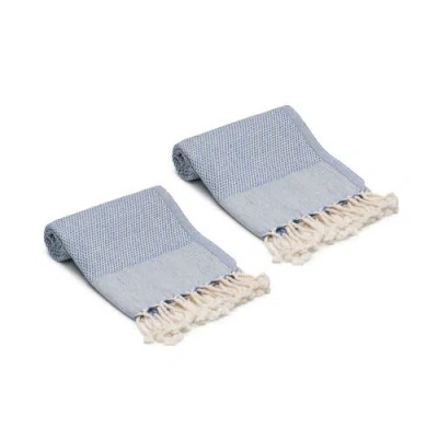 Oliviera Home Whisper Weight Turkish Cotton Hand Towels In Blue