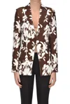 Olla Parèg Flower Print Blazer In Brown