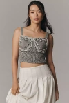 Ollari Crystal Embellished Bustier Top In Gray