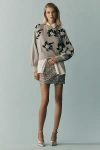 Ollari Deco Floral Embellished Pullover In Gray