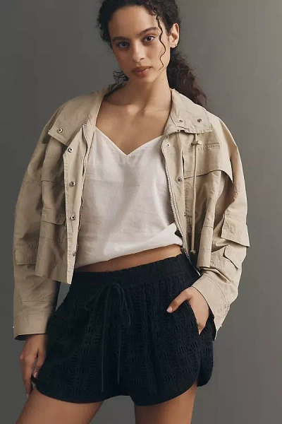 Ollari Eyelet Track Shorts In Black