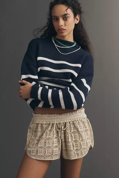 Ollari Eyelet Track Shorts In Brown