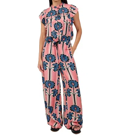 Ollari Juno Wide Leg Trouser In Deco Floral In Multi