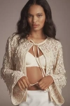 Ollari Shell-embellished Cardigan Sweater In Beige