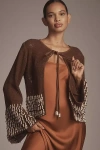 Ollari Shell-embellished Cardigan Sweater In Brown
