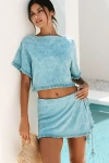 Ollari Terry Textured Mini Sarong In Blue