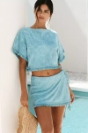Ollari Terry Textured Mini Sarong In Blue