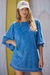 Ollari Textured Terry Tunic In Blue