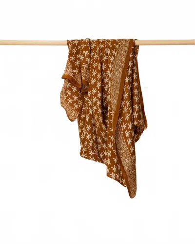 Ollie Burwell Women's Palm Print Sarong In Bronze In Gold