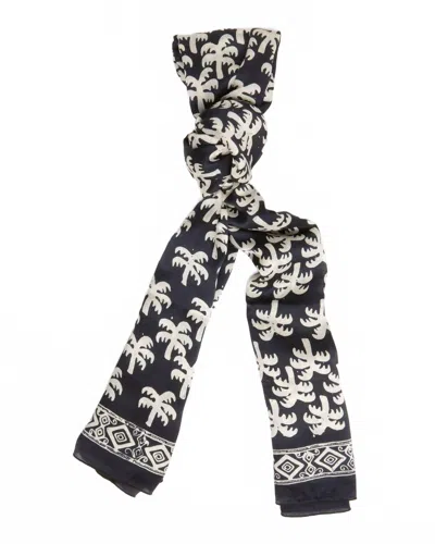Ollie Burwell Women's Palm Print Scarf In Navy Palm In Black